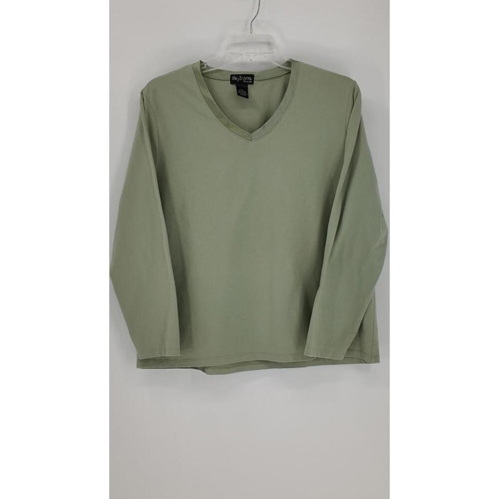 Style & Co. Long Sleeve V-Neck Shirt 2X Cotton Spandex Comfortable Fit